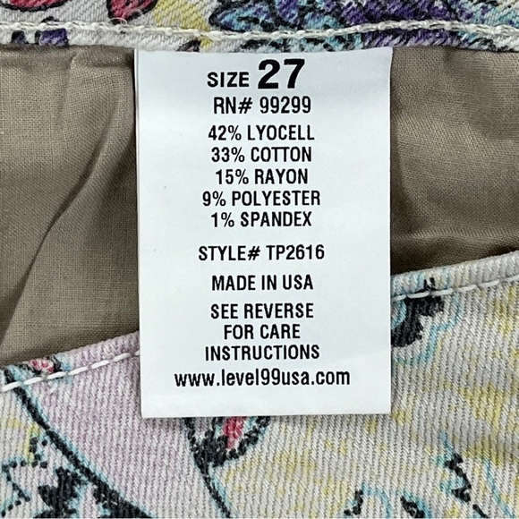 Level 99 Janice Ultra Skinny Jeans Floral Paisley Print Krypton Grey Wash - Picture 10 of 11